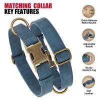 correa ustables cuero PU perro, Collar duradero cuerda de plomo mascotas, suave para perros pequeños, medianos y randes, - details 10