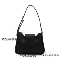 Bolso de hombro tejido de Color sólido a la moda, bolso de cuero Pu con hebilla, bolso pequeño de media luna, bolso de viaje para axila - details 0