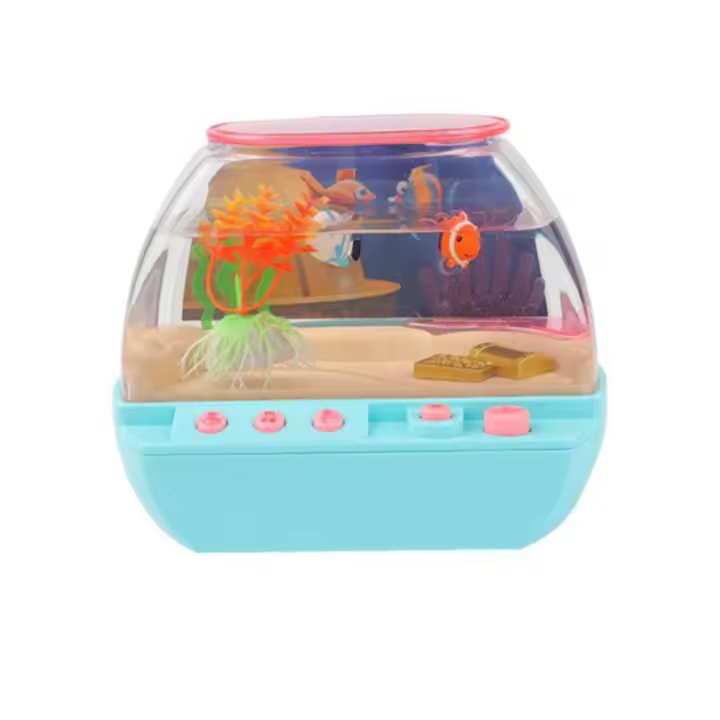 Juguete de acuario Artificial creativo, tanque con luz LED de dibujos animados con música, música eléctrica, juguetes interactivos para acuario - 1