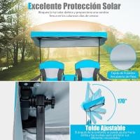 Sillas de Camping Plegables, Silla Plegable Portátil Doble con Bolsa de Transporte Refrigeradora, Silla de Picnic de 2 Asientos para Exteriores con Mesa y Dosel Desmontable (Azul) - details 4