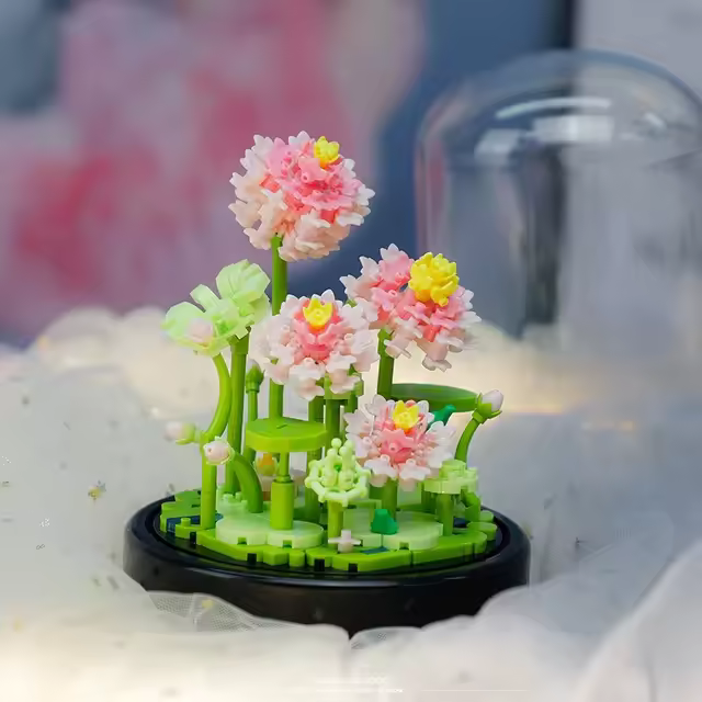 Micro bloque de construcción de micropartículas para niños, flor con cubierta de polvo, ramo de vida eterna, juguete de adorno, decoración romántica, juguetes de ladrillo - 1