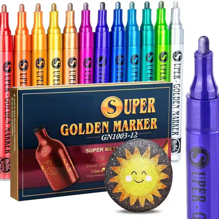 12/18 Farben, lebendige Farben, Acrylfarben-Marker – Metallic-Glitzer-Kunst-Glitzerstifte für vielseitiges Basteln auf Sammelalbum, Felsen - 1