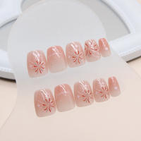 24PCS Parches De Uñas De Ballet Cortos Con Estrellas Desmontables En Estilo Fireworks Blush Manicure Adornos De Uñas Falsas - details 3