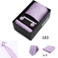 Caja de regalo de corbata para hombre con corbatas, pañuelos, gemelos, pinzas para corbata, conjuntos de 6 piezas, corbatas formales para festivales de bodas y negocios en grupo - details 22