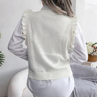 Suéter de punto sin mangas con volantes para mujer, chaleco informal, Otoño e Invierno - details 12