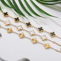 Juego de 3 pulseras de trébol dorado/blanco/negro chapadas en oro para mujer - details 5