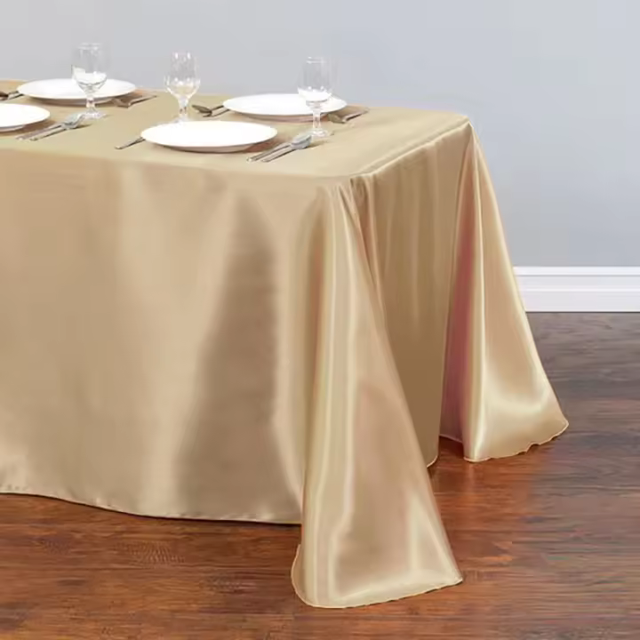 145X275 Mantel de boda tela de satén Rectangular cubierta superpuesta negra mantel champán fiesta cena banquete Decorati - 1