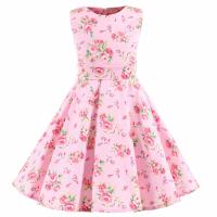 Vestido retro para niña, vestido vintage de princesa de verano sin mangas con lunares de algodón ligero y romántico floral de los años 50 para fiesta y boda Daliy - details 41