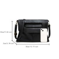 2025 Nuevo bolso de hombro tipo sobre elegante de inspiración coreana - Bolso de gran capacidad con correa desmontable, cierre magnético y forro de poliéster - Negro sólido para mujeres, uso informal y formal - details 2