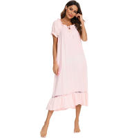 Pijamas para mujer, ropa de dormir con un hombro, camisón de manga corta, vestido mixto de encaje - details 8