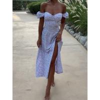 Vestido Largo Floral De Hombro De Una Palabra 2025 Verano Nuevo Vestido Largo De Temperamento Delgado Dividido - details 9