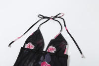 BUNO-estido Halter de moda para mujer, vestido sin espalda con estampado de rosas, sin espalda, Sexy con cuello en V, ajustado para fiestas en la playa - details 11
