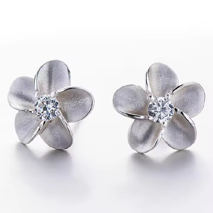 Pendientes de plata de ley S925 para mujer, aretes de flor de ciruelo de circón, joyería con dijes, regalo de Navidad - 1