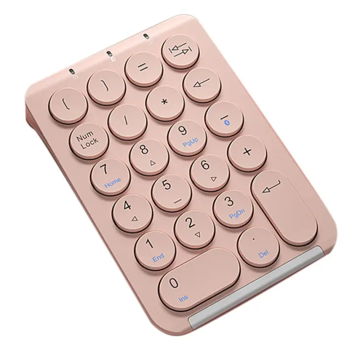 Teclado numérico inalámbrico Bluetooth redondo recargable de 22 teclas, rosa - 1