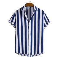 Camisa Sencilla a Rayas para Hombre Cárdigan Informal Holgado con Borla Top de Talla Grande - details 7