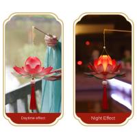 Linterna 3D del Festival del Medio Otoño, flor de loto, conejo, linterna de loto del Medio Otoño, papel hecho a mano, Kit de Material de linterna DIY para niños - details 0