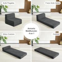 70 x 190 cm Sillón Cama Plegable, Sofá Cama Plegable con Espuma de Memoria y Almohada, Colchón de Suelo para Yoga, Oficina, Salón, Futon Sofá Cama Portada Lavable Unos, Gris Claro - details 69