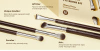 Jessup-Juego de brochas de maquillaje profesional, 15 piezas, sombra de ojos, corrector vegano, delineador de cejas, brocha de mezcla marrón, T499 - details 4