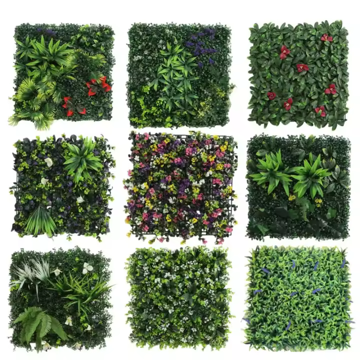 Panel de pared de plantas artificiales DIY, flor, protección UV, hoja de planta de arce de simulación, duradera, sin riego, estera de hierba verde falsa - 1