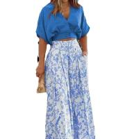 Conjunto de manga corta con estampado plisado y elegante para mujer 2025 - details 0
