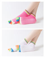 Calcetines de Yoga antideslizantes para mujer, medias de cinco dedos, sin espalda, algodón, silicona, 5 dedos, Ballet, gimnasio, Invierno - details 9
