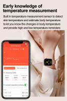 2024 Nuevo ECG+ PPG clase médica 1,96 inch, 360 * 360 AMOLED pantalla completa de HD toque Smart Watch azúcar en sangre, lípidos sanguíneos, temperatura corporal,llamada Bluetooth,IP68 impermeable Reloj Inteligente saludable Para Android IOS - details 18