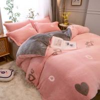 Sábana de Terciopelo Cálido Coral para Invierno con Estampado de Flor Hueso de Couette Suave y Grueso 240x220 - details 7