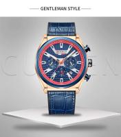 Reloj de Negocios Elegante CURREN 8392 Correa de Cuero de Lujo Estilo Retro Azul Verde Gris Marrón - details 1