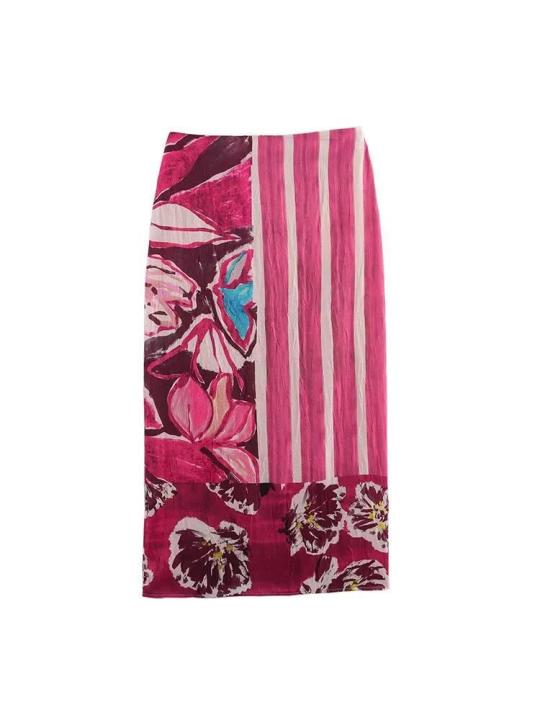 Faldas de verano 2025, estampado, satén, espalda, falda elegante, ropa de mujer