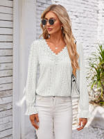 Ropa de calle informal elegante para mujer, camisetas lisas para mujer, ropa de moda para mujer, camisas Vintage para mujer, Top de primavera - details 9