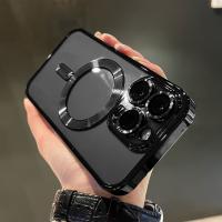 Funda de teléfono con absorción magnética electrochapada de alta calidad, compatible con Magsafe, carga inalámbrica, protección a prueba de golpes y material transparente de TPU para iPhone - Incluye protector de película para lentes - details 0