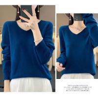 2024 100% Merino pura lana con cuello en V Otoño e Invierno suéter nuevo suéter de cachemira de las mujeres Casual de punto Top DMR201 - details 32