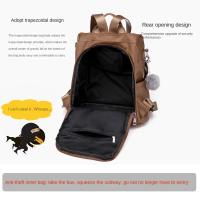 Mochila antirrobo de cuero vintage suave para mujer, mochila de trabajo de gran capacidad, bolso de hombro informal para mujer - details 7