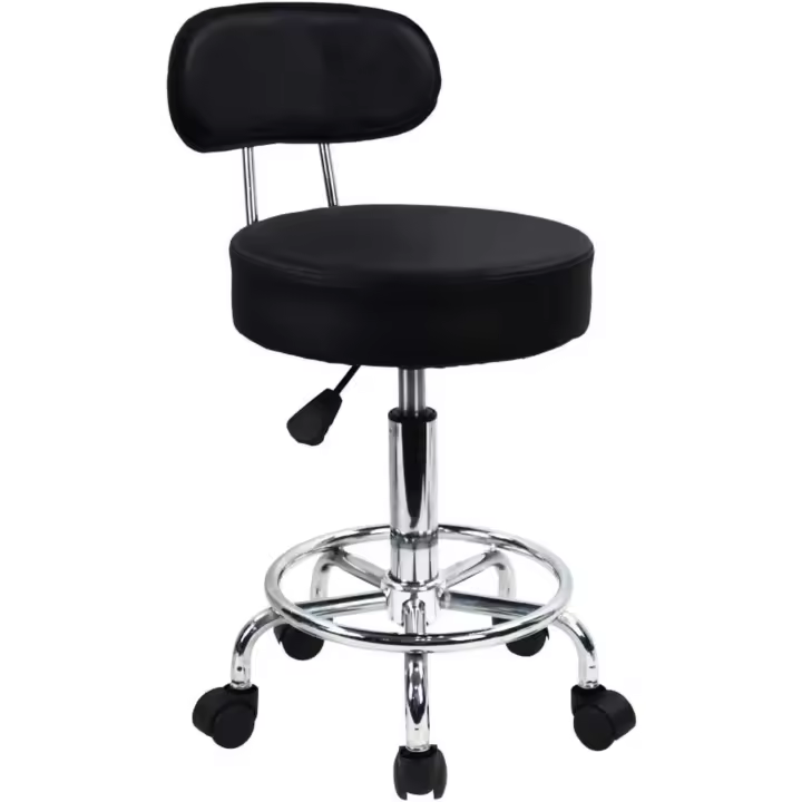 Bar telesilla Silla giratoria banqueta experimentales heces Aprendizaje Belleza Silla Alta Trasera Regulable en Altura con Ruedas (Negro) - 1