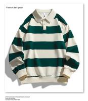 Primavera y otoño camiseta de manga larga a rayas POLO, hombre, camiseta holgada con capucha, hombre - details 5