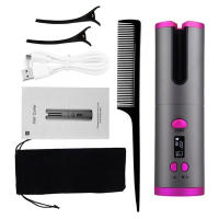 Set de Rizos sin Cable Automático Rotativo Hierro de Rizos Ajustable de Temperatura con Pantalla LED Herramienta de Estilismo de Belleza - details 10