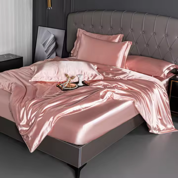 Juego de sábanas de verano de cuatro piezas de seda helada de doble cara, juego de tres piezas de seda, funda de edredón, ropa de cama fresca - 1