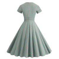 Falda elegante de cintura alta Estilo británico retro Vestido de swing grande con temperamento - details 1