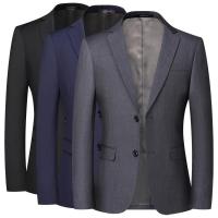 Blazer de Moda para Hombres Color Sólido Estilo Británico Traje de Trabajo Profesional - details 1