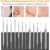 Kit de Extractor de espinillas profesional, herramientas de acero inoxidable para eliminar espinillas y acné, 12 unidades - details 4