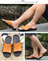 Sandalias de cuero para hombres Zapatillas de playa de verano Sandalias genuinas Zapatillas planas transpirables huecas Zapatillas casuales - details 2