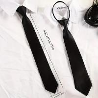 Corbata Simple Para Hombre Y Mujer Negra Mate Clip on Uniforme De Traje Estilo Fashion Tamaño Unico Adecuada Para Estudiantes Y Funerales - details 0