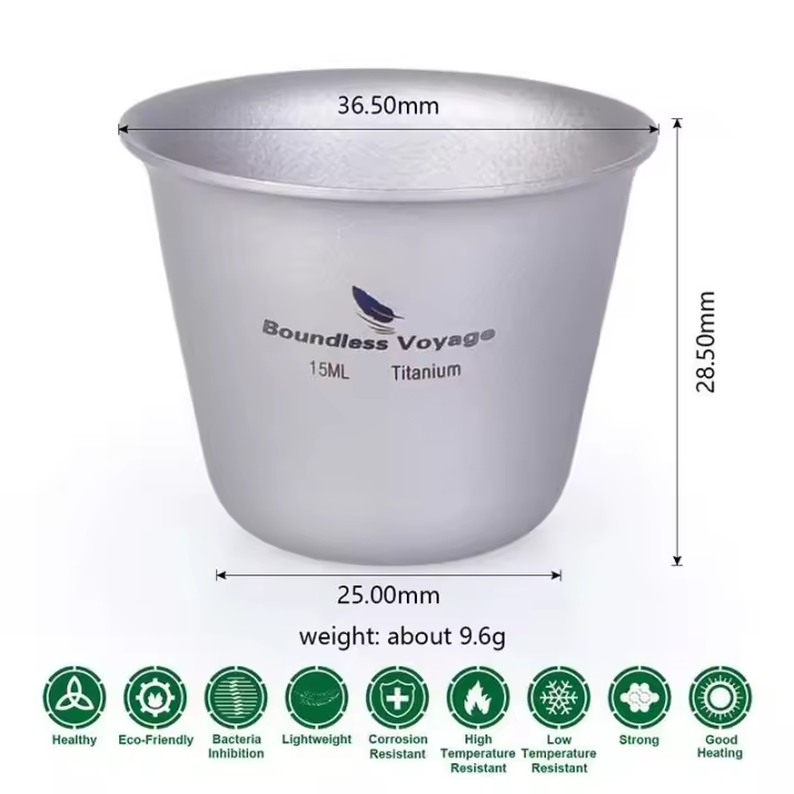 Vaso de cerveza Saqu è de titanio ilimitado, taza concentrada, botella termo VIE para exteriores, mini taza de té Flagon de 15 ml - 1