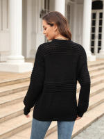 Suéter elegante para mujer, suéteres rosas sueltos, Tops de manga larga a la moda, jerséis de cuello redondo, prendas de punto nuevas, otoño, 2023 - details 16