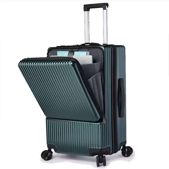 Carro de mano giratorio para maletero con cerradura TSA que lleva equipaje de superficie dura para computadora de 20 pulgadas con bolsillo frontal - 1