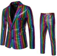 Conjunto de traje con estampado en caliente de lentejuelas para hombre, chaqueta, pantalones, trajes para fiesta y graduación - details 32