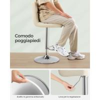 Taburete de Bar Regulable en Altura Diseño Giratorio de 360° con Resalto y Brazo Acero Cromado - details 24