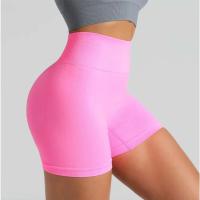 Pantalones cortos de yoga para mujer, color rosa, levantamiento de cadera, pantalones cortos de entrenamiento sin costuras, absorbentes del sudor y transpirables - details 5