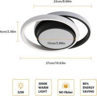 Goeco Lámpara de Techo Moderna Iluminación Nórdica Negra Decorativa de 3000K con Instalación Semi-Sencilla y Lentes LED Eficiencia de Energía - details 1