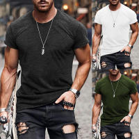 Camiseta casual deportiva con cuello redondo para hombre, algodón desgastado - details 1